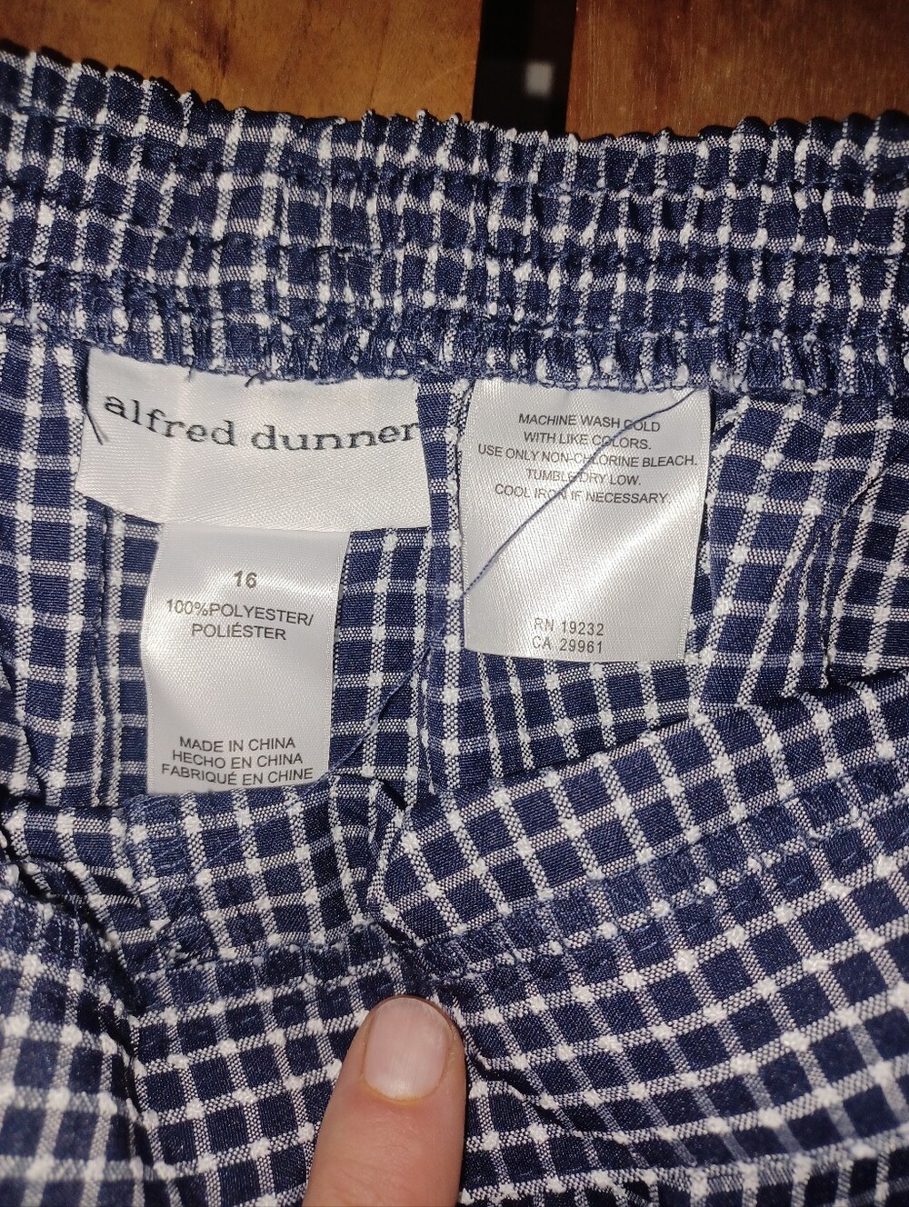 Alfred Dunner Blue and White Windowpane Check Capris - Picture 4 of 4